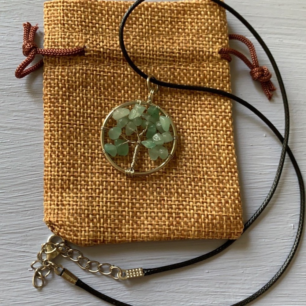 Brand New Green Aventurine Necklace Tree Of Life Necklace Aventurine Pendant